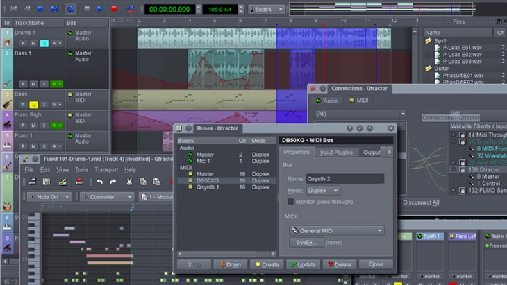 Qtractor. One of the best FREE DAWs (Digital Audio Workstations).
