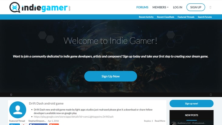 IndieGamer. One of the best websites to find work in Game Audio