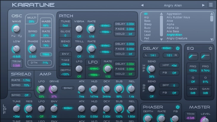 Kairatune. One of the best free synths for EDM (Electronic Dance Music).