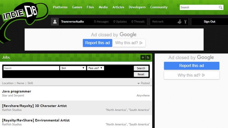 Indie DB. One of the best websites to find work in Game Audio